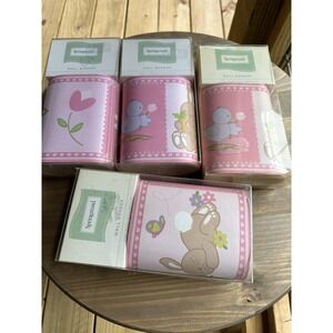 Lot‎ Vintage Baby Wallpaper Border Pink Bunny Chick Flowers Self Stick 5 In Wide